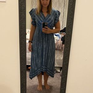 Blue tie-dye maxi dress